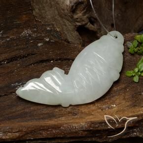 Jadéite Blanc grisâtre naturelle Fantaisie, 28.92 ct, Translucide
