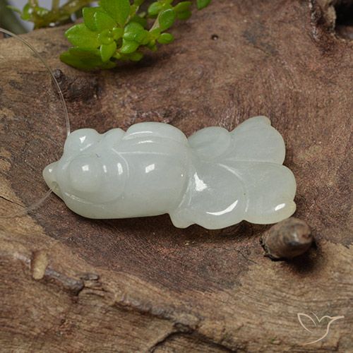 24.41ct Naturel Vert grisâtre Jadéite, Fantaisie, Translucide
