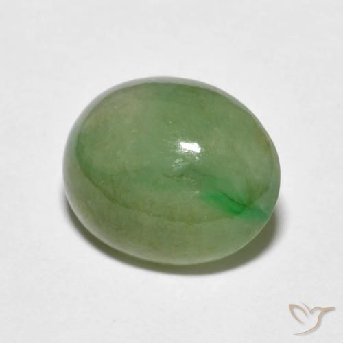 Jadéite Vert lime pâle naturelle ovale, 4.69 ct, Translucide