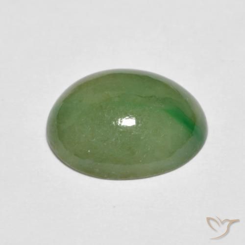 Jadéite Vert lime pâle naturelle ovale, 4.69 ct, Translucide