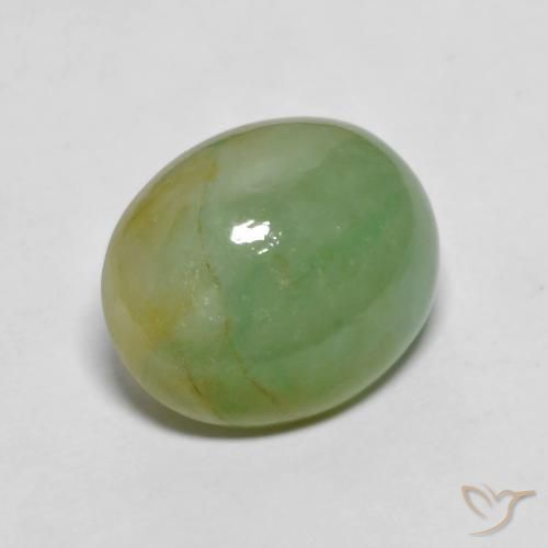 Jadéite Vert terre pâle naturelle ovale, 5.42 ct, Opaque