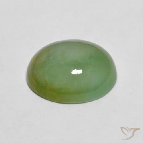Jadéite Vert terre pâle naturelle ovale, 5.42 ct, Opaque