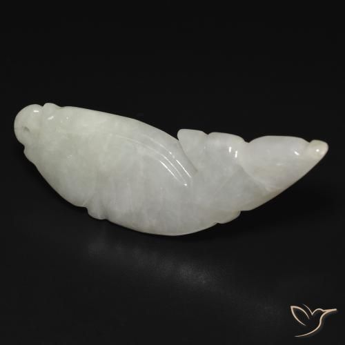 Jadéite Blanc vert léger naturelle Fantaisie, 28.60 ct, Translucide
