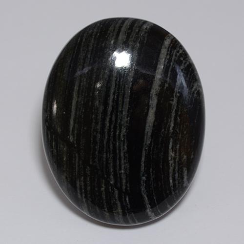 Jaspe noir naturelle coupe ovale, 57,34 ct, opaque