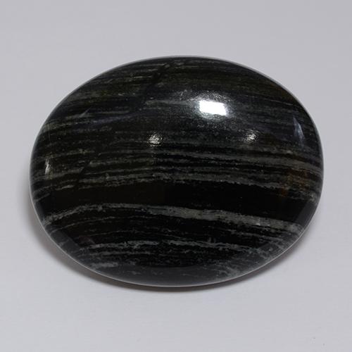 Jaspe noir naturelle coupe ovale, 57,34 ct, opaque