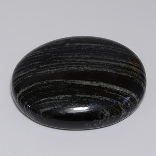 Jaspe noir naturelle coupe ovale, 57,34 ct, opaque