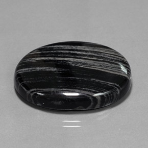 Jaspe noir naturelle coupe ovale, 54,69 ct, opaque