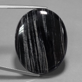 Jaspe noir naturelle coupe ovale, 54,69 ct, opaque