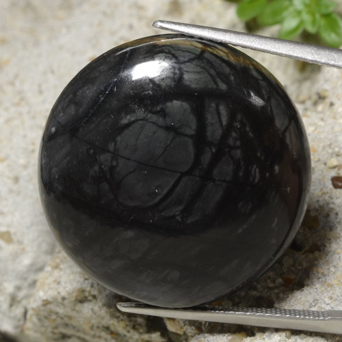 Jaspe noir naturelle coupe roude, 32,19 ct, opaque
