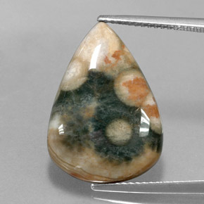 Jaspe multicolore naturelle en forme de poire, 10,08 ct, opaque