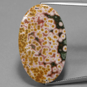 Jaspe multicolore naturelle coupe ovale, 30,45 ct, opaque