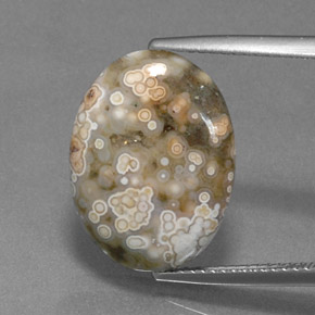 Jaspe multicolore naturelle coupe ovale, 7,50 ct, opaque