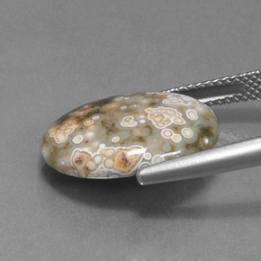 Jaspe multicolore naturelle coupe ovale, 7,50 ct, opaque