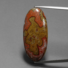 Jaspe multicolore naturelle coupe ovale, 14,86 ct, opaque