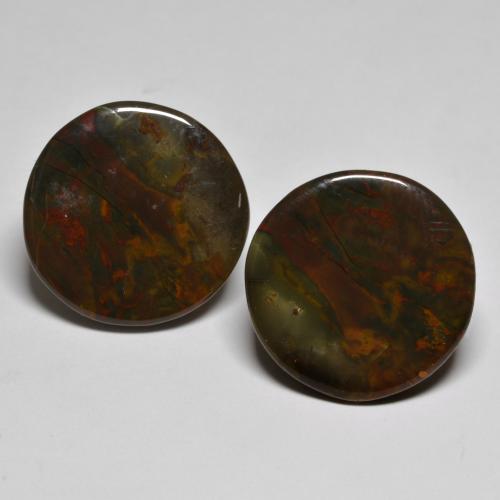 Achetez naturel 21.11ct Multicolore Jaspe gems, Coupe roude, En provenance Indonésie chez GemSelect. En stock, livraison internationale!