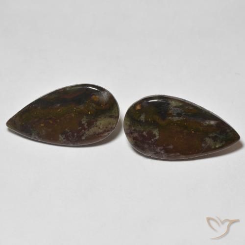 13.19ctw Naturel Multicolore Jaspe, En forme de poire, Opaque