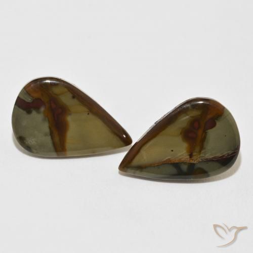 14.53ctw Naturel Multicolore Jaspe, En forme de poire, Opaque