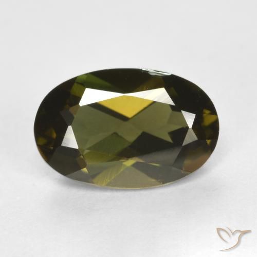 Rupine des grains Brun verdâtre naturelle ovale, 1.24 ct, VVS-VS