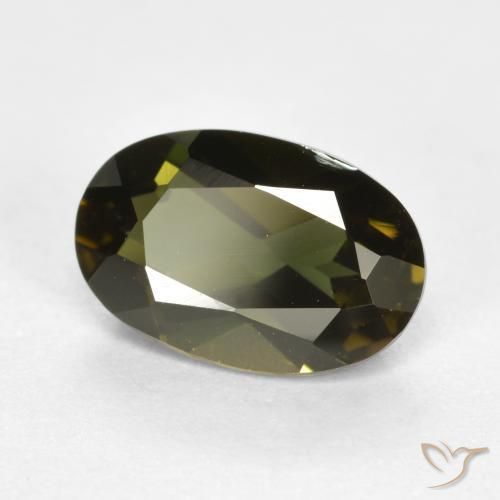 Rupine des grains Brun verdâtre naturelle ovale, 1.24 ct, VVS-VS