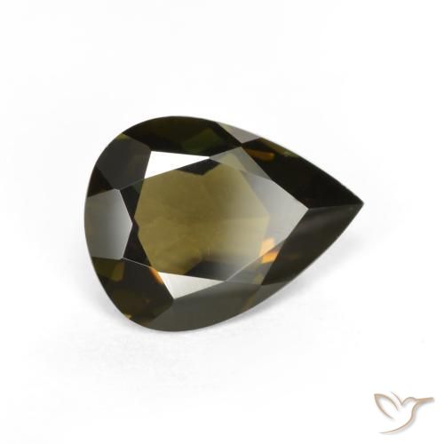 Rupine des grains Vert foncé naturelle En forme de poire, 1.54 ct, VVS