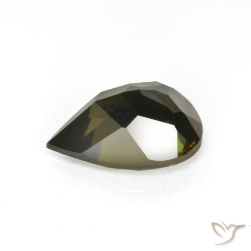 Rupine des grains Vert foncé naturelle En forme de poire, 1.54 ct, VVS