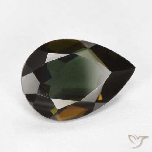 Rupine des grains Brun verdâtre naturelle En forme de poire, 1.19 ct, VVS