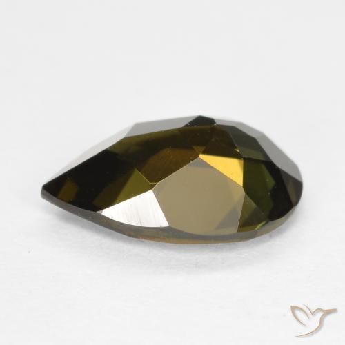 Rupine des grains Brun verdâtre naturelle En forme de poire, 1.19 ct, VVS