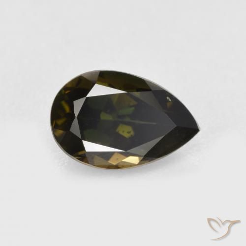 Rupine des grains Brun verdâtre naturelle En forme de poire, 1.05 ct, VVS-VS