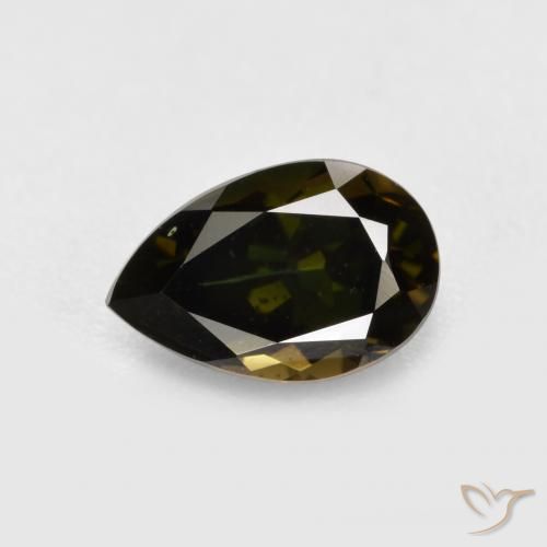 Rupine des grains Brun verdâtre naturelle En forme de poire, 1.05 ct, VVS-VS