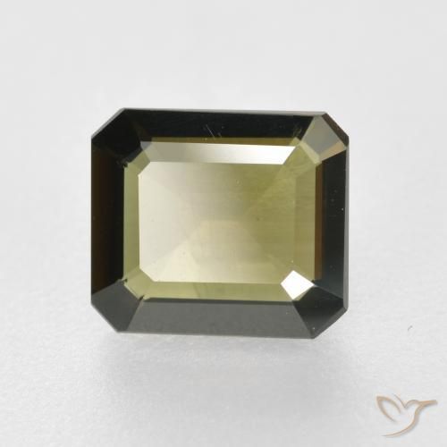 1.14ct Naturel Brun verdâtre Rupine des grains, Taille émeraude, VS-SI