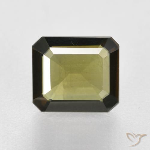 Rupine des grains Brun verdâtre naturelle Octogone / coupe Émeraude, 1.14 ct, VS-SI