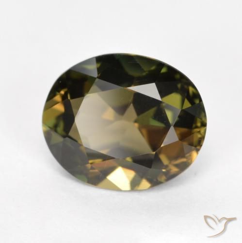 Rupine des grains Brun verdâtre naturelle ovale, 1.58 ct, VVS