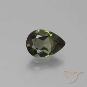 Rupine des grains Brun verdâtre naturelle En forme de poire, 1.35 ct, VVS