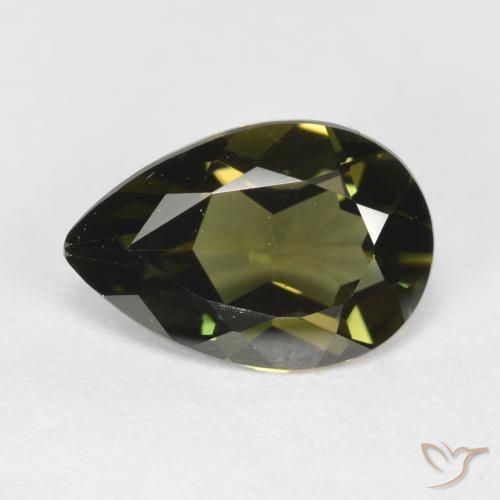 Rupine des grains Brun verdâtre naturelle En forme de poire, 1.13 ct, VVS