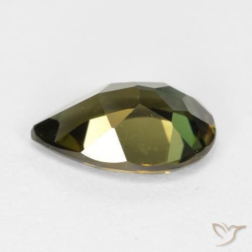 Rupine des grains Brun verdâtre naturelle En forme de poire, 1.13 ct, VVS