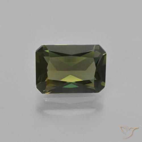 Rupine des grains Brun verdâtre naturelle Octogone / coupe Émeraude, 1.27 ct, VVS
