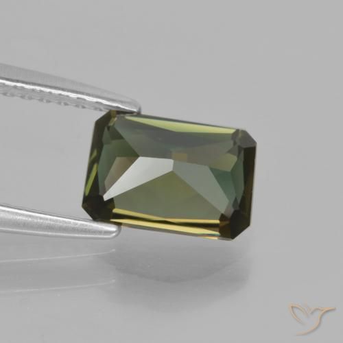 Rupine des grains Brun verdâtre naturelle Octogone / coupe Émeraude, 1.27 ct, VVS