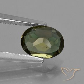 Rupine des grains Vert brunâtre naturelle ovale, 0.75 ct, VVS-VS
