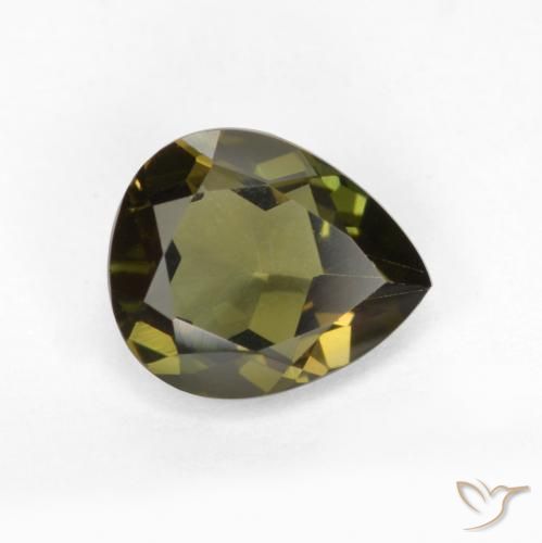 Rupine des grains Vert foncé naturelle En forme de poire, 0.71 ct, VVS