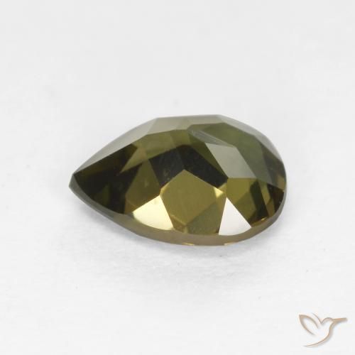 Rupine des grains Vert foncé naturelle En forme de poire, 0.71 ct, VVS