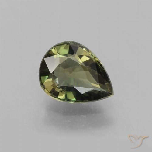 1.35ct Naturel Vert terre Rupine des grains, En forme de poire, VVS-VS