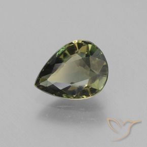 Rupine des grains Vert terre naturelle En forme de poire, 1.35 ct, VVS-VS
