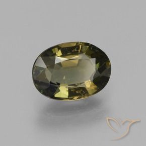 Rupine des grains Brun verdâtre naturelle ovale, 1.85 ct, VS