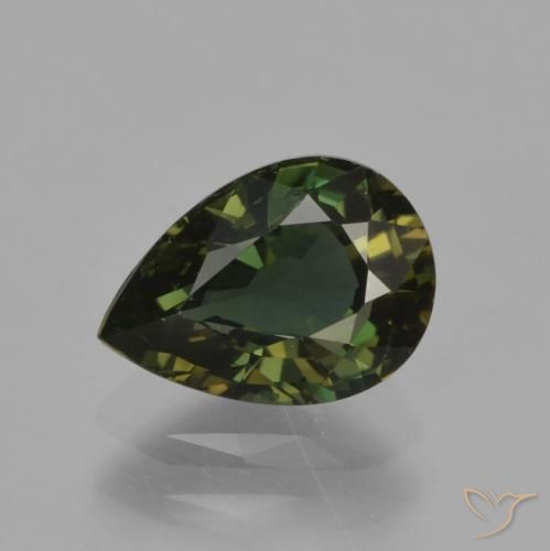 Kornerupine Vert brunâtre naturelle En forme de poire, 1.16 ct, VVS-VS