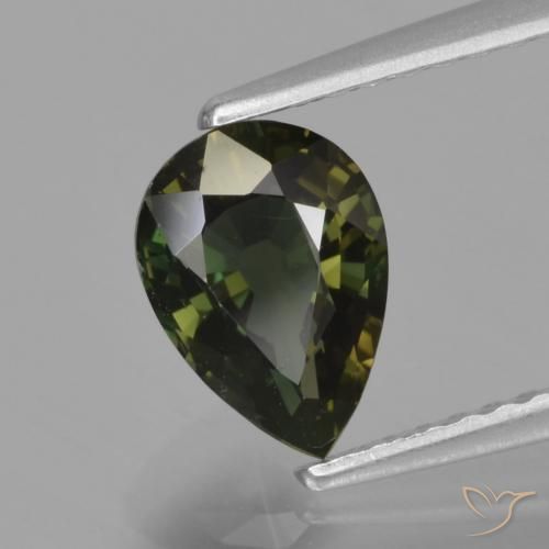 Kornerupine Vert brunâtre naturelle En forme de poire, 1.16 ct, VVS-VS