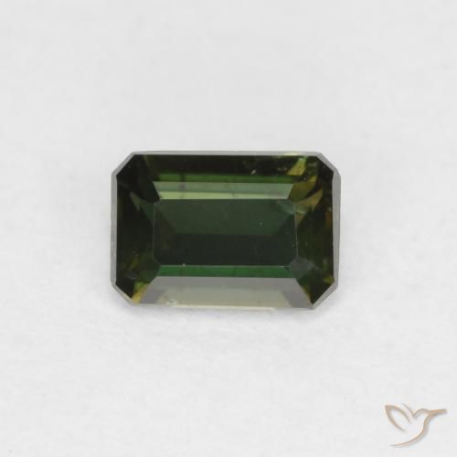 0.45ct Naturel Vert foncé Rupine des grains, Taille émeraude, VS
