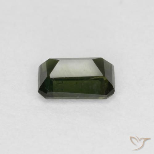 Rupine des grains Vert foncé naturelle Octogone / coupe Émeraude, 0.45 ct, VS