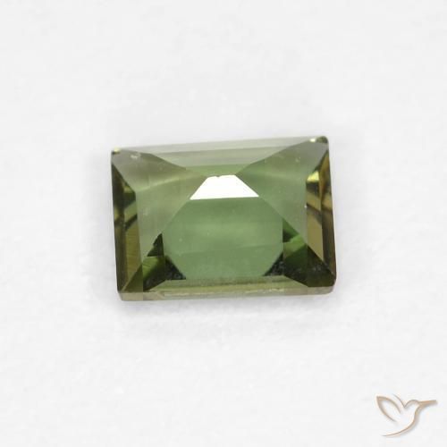 Rupine des grains Vert foncé naturelle Baquette, 0.37 ct, VS