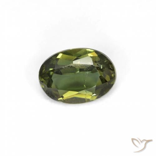 Rupine des grains Vert forêt léger naturelle ovale, 0.37 ct, VS