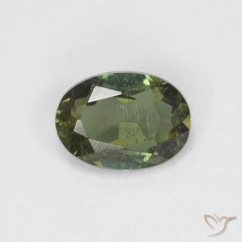 Rupine des grains Vert terreux profond naturelle ovale, 0.32 ct, VS-SI